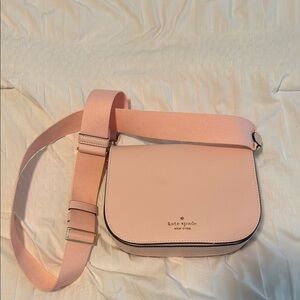 Kate Spade Pink Crossbody Bag with Flap Closure and Gold Hardware